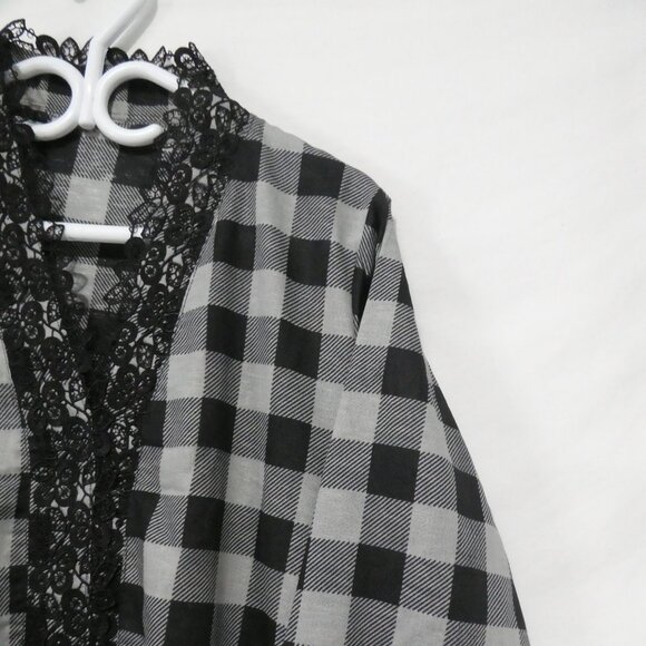 Unbranded | P2P 21.5 inches measured | Plaid and Lace Long Sleeve Dress - Picture 5 of 16